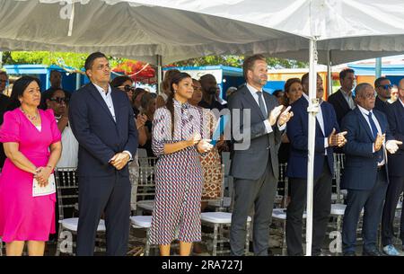 KRALENDIJK - Ministre Hugo de Jonge (logement public et aménagement du territoire) pendant la commémoration de l'esclavage à Bonaire. Sur Keti Koti, on se souvient qu'il y a exactement 150 ans, l'esclavage a pris fin sous le régime hollandais. ANP STEPHAN KOGELMAN pays-bas sortie - belgique sortie Banque D'Images