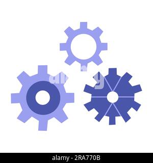 Jeu de pignons, pièces de rechange. Concept de service ou d'application mobile, robotique ou réparation. Illustration vectorielle isolée colorée plate Illustration de Vecteur