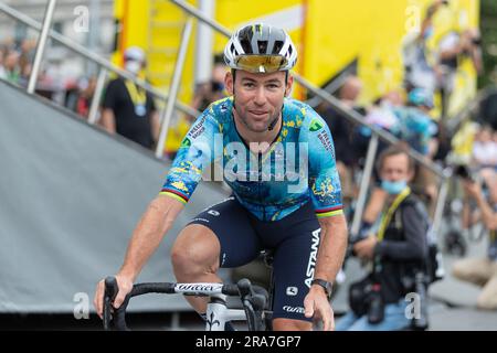 Bilbao, pays Basque, Espagne, 1st juillet 2023, MARQUE CAVENDISH de ASTANA QAZAQSTAN ÉQUIPE au début du Tour de France Grand départ, stage1, 182km de Bilbao à Bilbao lors de l'édition 110th du Tour de France. Crédit : Nick Phipps/Alay Live News Banque D'Images