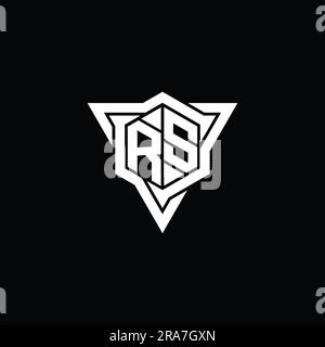 Logo lettre RS monogramme forme hexagonale avec contour triangulaire, modèle de conception à coupe nette Banque D'Images