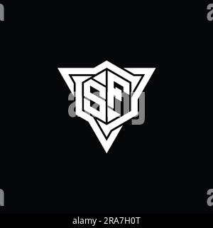 SF lettre logo monogramme forme hexagonale avec contour triangulaire coupe de style modèle Banque D'Images