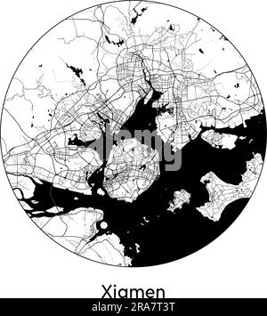 Carte de la ville Xi’an Chine Asie illustration vectorielle noir blanc Illustration de Vecteur
