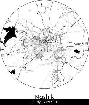 Carte de la ville Nashik Inde Asie illustration vecteur noir blanc Illustration de Vecteur