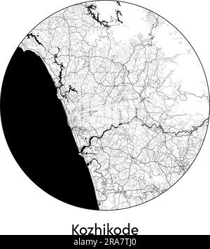 Carte de la ville Kozhikode Inde Asie vecteur illustration noir blanc Illustration de Vecteur