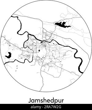 Carte de la ville Jamshedpur Inde Asie illustration vecteur noir blanc Illustration de Vecteur