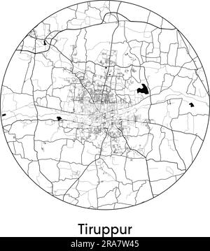 Carte de la ville Tiruppur Inde Asie illustration vecteur noir blanc Illustration de Vecteur