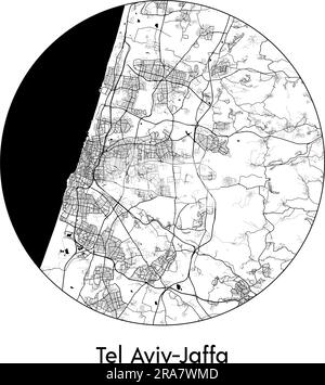 Plan de la ville tel Aviv-Jaffa Israël illustration vectorielle Asie noir blanc Illustration de Vecteur