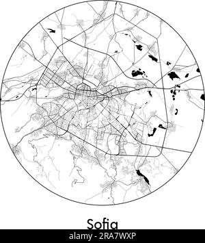 Carte de la ville Sofia Bulgarie Europe illustration vectorielle noir blanc Illustration de Vecteur