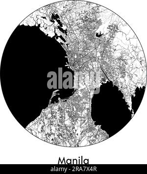 Carte de la ville Manille Philippines Asie illustration vecteur noir blanc Illustration de Vecteur