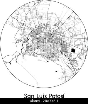 Carte de la ville San Luis Potosi Mexique Amérique du Nord illustration vectorielle noir blanc Illustration de Vecteur