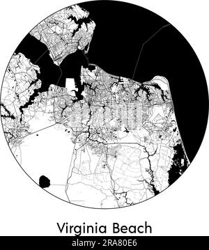 Carte de la ville Virginia Beach États-Unis Amérique du Nord illustration vectorielle noir blanc Illustration de Vecteur