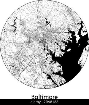 Carte de la ville Baltimore États-Unis Amérique du Nord illustration vectorielle noir blanc Illustration de Vecteur