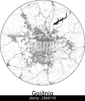 Carte de la ville Goiania Brésil Amérique du Sud illustration vecteur noir blanc Illustration de Vecteur