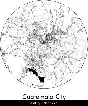 Carte de la ville Guatemala ville Guatemala Amérique du Nord illustration vectorielle noir blanc Illustration de Vecteur