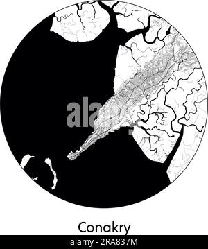 Carte de la ville Conakry Guinée Afrique illustration vectorielle noir blanc Illustration de Vecteur