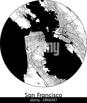 Carte de la ville San Francisco Etats-Unis Amérique du Nord illustration vectorielle noir blanc Illustration de Vecteur