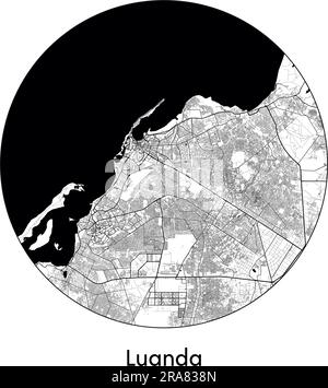 Carte de la ville Luanda Angola Afrique illustration vecteur noir blanc Illustration de Vecteur