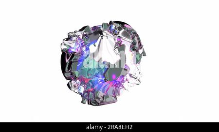 Liquide de verre métallique sur le rendu intro 3D transparent Banque D'Images