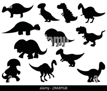 Ensemble de silhouette de dinosaures Illustration de Vecteur