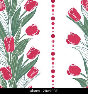 Motif vectoriel sans couture avec fleurs de tulipe. Fond floral printanier, papier peint Illustration de Vecteur