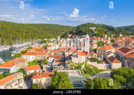 Vue aérienne de la ville de Skradin en Dalmatie, Croatie Banque D'Images