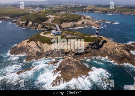 Vue aérienne du phare de Ribadeo dans le nord de l'Espagne Banque D'Images