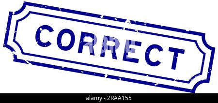 Grunge bleu mot correct caoutchouc joint tampon sur fond blanc Illustration de Vecteur