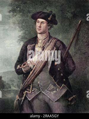 GEORGE WASHINGTON comme soldat en 1772 Date: 1732-1799 Banque D'Images