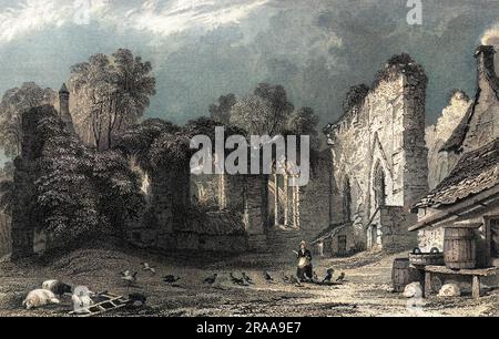 Les ruines pittoresques du Prieuré de Finchale, près de Durham. Date: Vers 1800 Banque D'Images