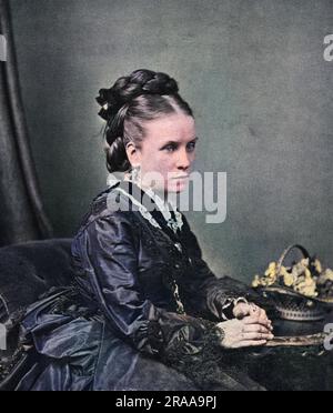M Hallgarth, spiritualiste, dans un studio photo. Date: Vers 1870s Banque D'Images