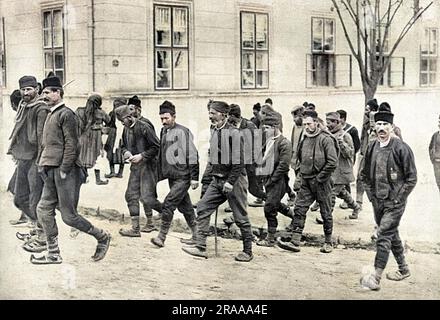 Bien que le bombardement par les Autrichiens de la capitale serbe, Belgrade, Serbie, appelé rapidement sur sa réserve. En paix, l'armée à cette époque ne s'élevait qu'à 195 000 hommes, mais toute sa force de la guerre était d'environ 320 000. Date : 1914 Banque D'Images