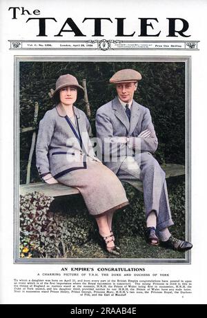 Un portrait du duc et de la duchesse de York pour célébrer la naissance de leur fille, Elizabeth, plus tard la reine Elizabeth II, le 21st avril 1926. Date: 1926 Banque D'Images