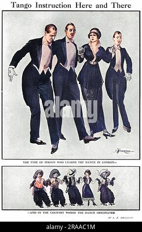 Les humbles origines argentines du tango contrastent avec les riches Londres qui l'ont repris en 1913, à la suite de la folie du tango. Date: 1913 Banque D'Images