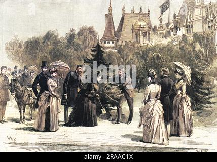 La reine Victoria au manoir de Waddesdon, Buckinghamshire: Planter un arbre à la mémoire de sa visite le 14th mai 1890. Date : 14th mai 1890 Banque D'Images