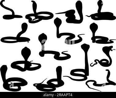 Ensemble de Cobra Snakes Silhouette Illustration de Vecteur