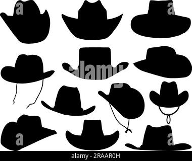 Ensemble de bonnets de Cowboy Silhouette Illustration de Vecteur