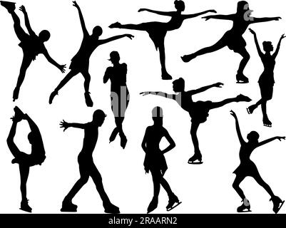 Ensemble de silhouette de patinage artistique Illustration de Vecteur