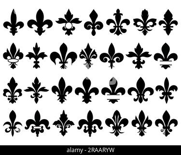 Ensemble de Fleur de LIS Silhouette Illustration de Vecteur