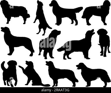 Ensemble de Golden Retriever Silhouette Illustration de Vecteur