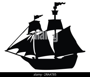 Silhouette de bateau pirate Illustration de Vecteur