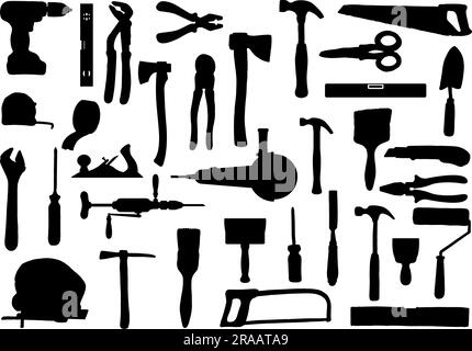 Ensemble d'outils de travail Silhouette Illustration de Vecteur