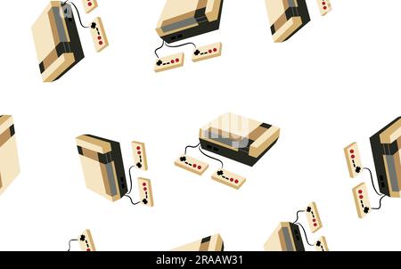 Texture, un modèle sans couture de consoles de jeux vidéo volumétriques isométriques pour les jeux informatiques et vidéo. L'arrière-plan. Illustration vectorielle. Illustration de Vecteur