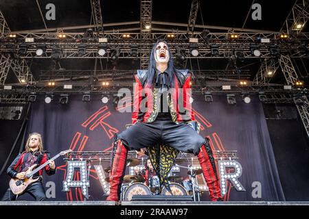 Oslo, Norvège. 22nd, juin 2023. Le groupe suédois de métaux lourds Avatar donne un concert en direct pendant le festival de musique norvégien tonnes of Rock 2023 à Oslo. Ici, la chanteuse Johannes Eckerström est vue en direct sur scène. (Crédit photo: Gonzales photo -Terje Dokken). Banque D'Images