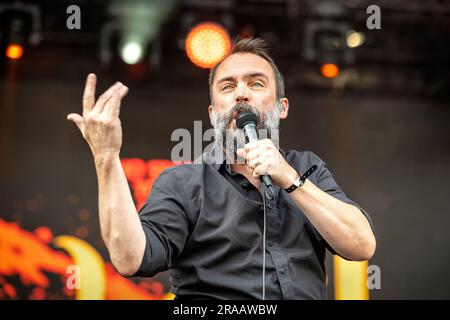 Oslo, Norvège. 22nd, juin 2023. Le groupe de rock américain Clutch joue un concert lors du festival de musique norvégien tons of Rock 2023 à Oslo. Ici, le chanteur Neil Fallon est vu en direct sur scène. (Crédit photo: Gonzales photo - Terje Dokken). Banque D'Images