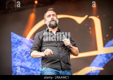 Oslo, Norvège. 22nd, juin 2023. Le groupe de rock américain Clutch joue un concert lors du festival de musique norvégien tons of Rock 2023 à Oslo. Ici, le chanteur Neil Fallon est vu en direct sur scène. (Crédit photo: Gonzales photo - Terje Dokken). Banque D'Images