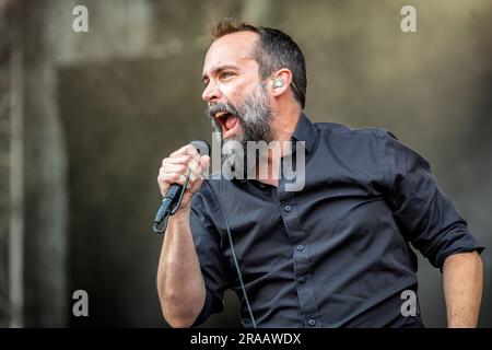 Oslo, Norvège. 22nd, juin 2023. Le groupe de rock américain Clutch joue un concert lors du festival de musique norvégien tons of Rock 2023 à Oslo. Ici, le chanteur Neil Fallon est vu en direct sur scène. (Crédit photo: Gonzales photo - Terje Dokken). Banque D'Images