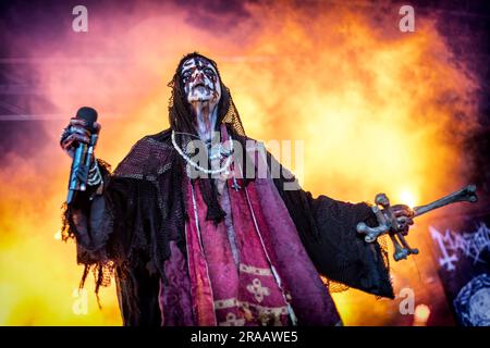 Oslo, Norvège. 22nd, juin 2023. Le groupe norvégien de Black Metal Mayhem joue un concert lors du festival de musique norvégien tonnes of Rock 2023 à Oslo. Ici, la chanteuse Attila Csihar est vue en direct sur scène. (Crédit photo: Gonzales photo - Terje Dokken). Banque D'Images