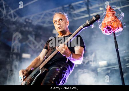 Oslo, Norvège. 22nd, juin 2023. Le groupe norvégien de Black Metal Mayhem joue un concert lors du festival de musique norvégien tonnes of Rock 2023 à Oslo. Ici, le bassiste Necroboucher est vu en direct sur scène. (Crédit photo: Gonzales photo - Terje Dokken). Banque D'Images