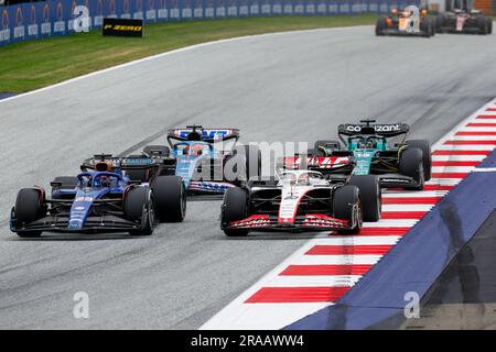 23 ALBON Alexander (tha), Williams Racing FW45, 20 MAGNUSSEN Kevin (den), Haas F1 Team VF-23 Ferrari, 31 OCON Esteban (fra), Alpine F1 Team A523, 18 2023 RAND lance (CAN), Aston Martin F1 Team AMR23, action pendant la Formule 1 Rolex Grosser Preis von Osterreich, Grand Prix autrichien 2023, 9th tour du Championnat du monde de Formule 1 2023 de 30 juin à 2 juillet 2023 sur le Red Bull Ring, à Spielberg, Autriche Banque D'Images