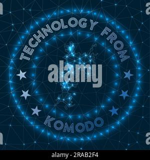 Technologie de Komodo. Emblème géométrique futuriste de l'île. Concept technologique. Logo Komodo rond. Illustration vectorielle. Illustration de Vecteur